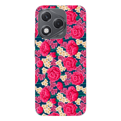 Honor 400 Lite Red and pink Flowers Transparent Silicone TPU Θήκη